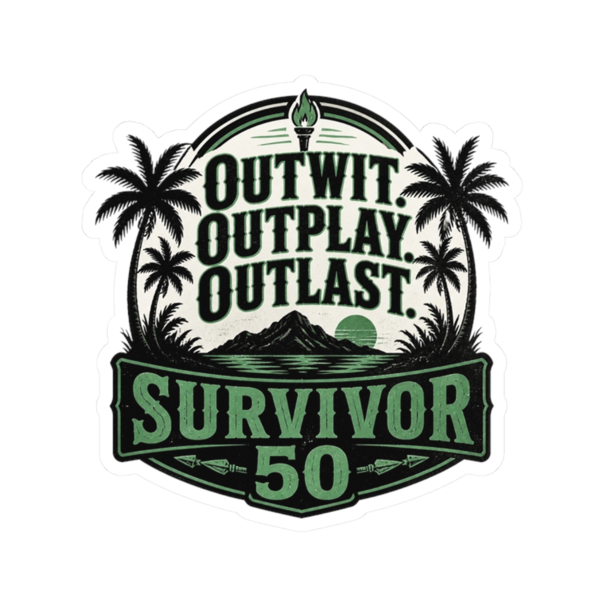 Survivor 50 "Outwit. Outplay. Outlast." Sticker - Official Stickers merchandise