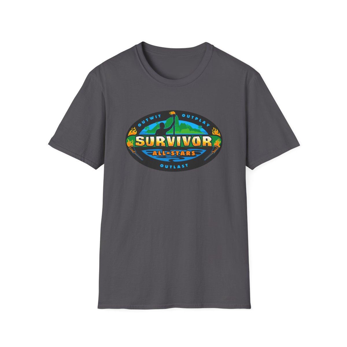 Survivor All-Stars Logo T-Shirt | Outwit Outplay Outlast | Survivor Merch - alternate angle 4, merchandise