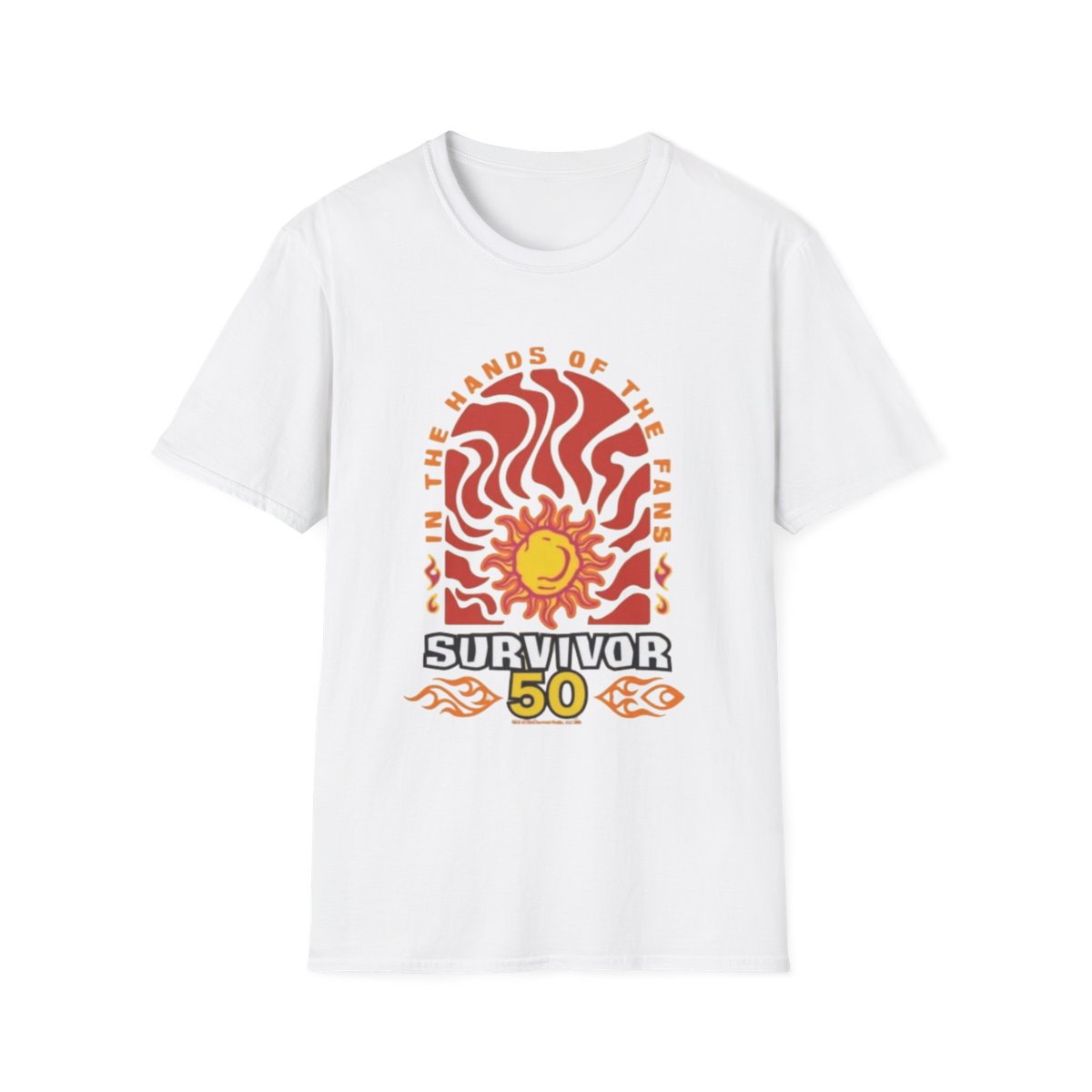 In the Hands of the Fans Survivor 50 T-Shirt | Retro Sun Waves | Survivor Merch