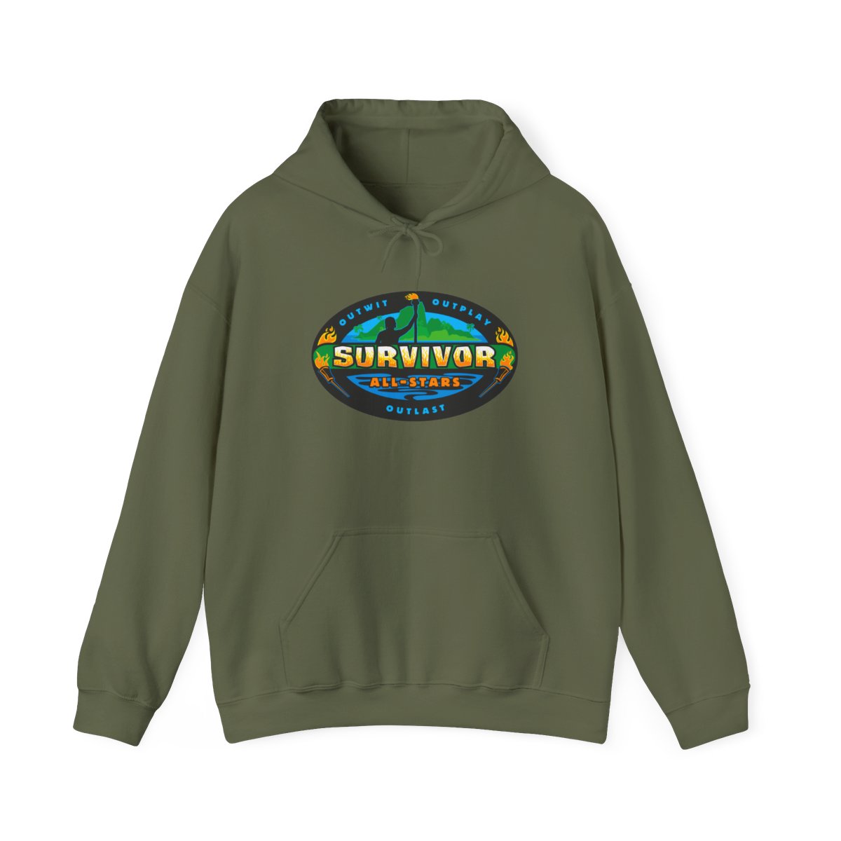 Survivor All-Stars Logo Hoodie | Olive Pullover Sweatshirt | Survivor Merch