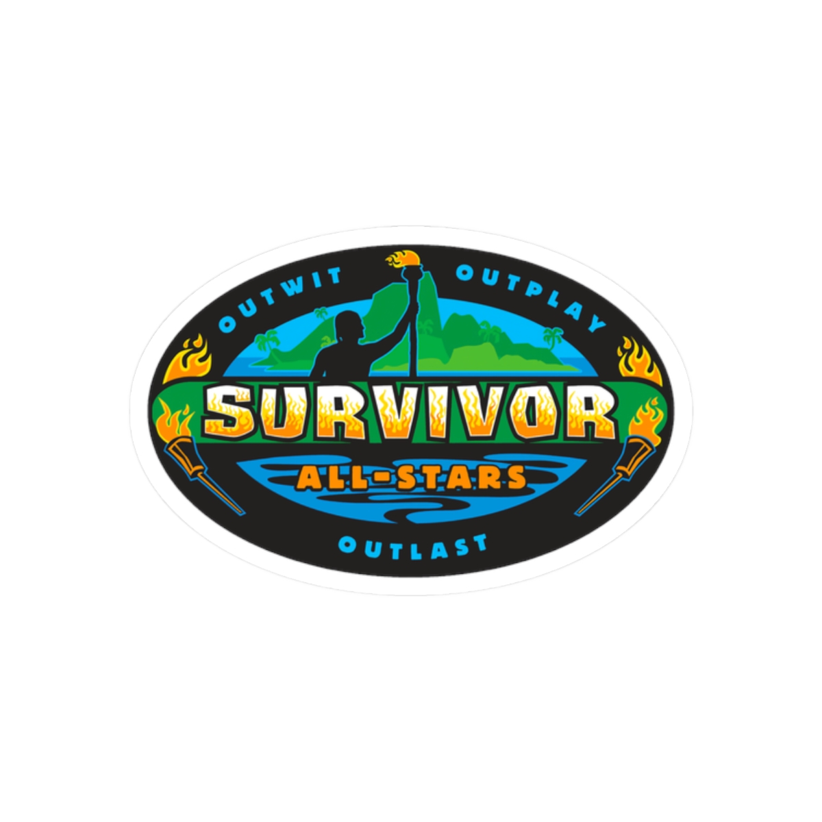 Survivor All-Stars Logo Kiss-Cut Stickers | Oval Survivor Sticker | Survivor Merch - alternate angle 3, merchandise