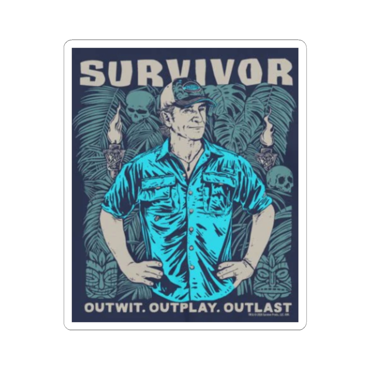 Survivor Outwit Outplay Outlast Sticker | Kiss-Cut Sticker | Survivor Merch - alternate angle 1, merchandise