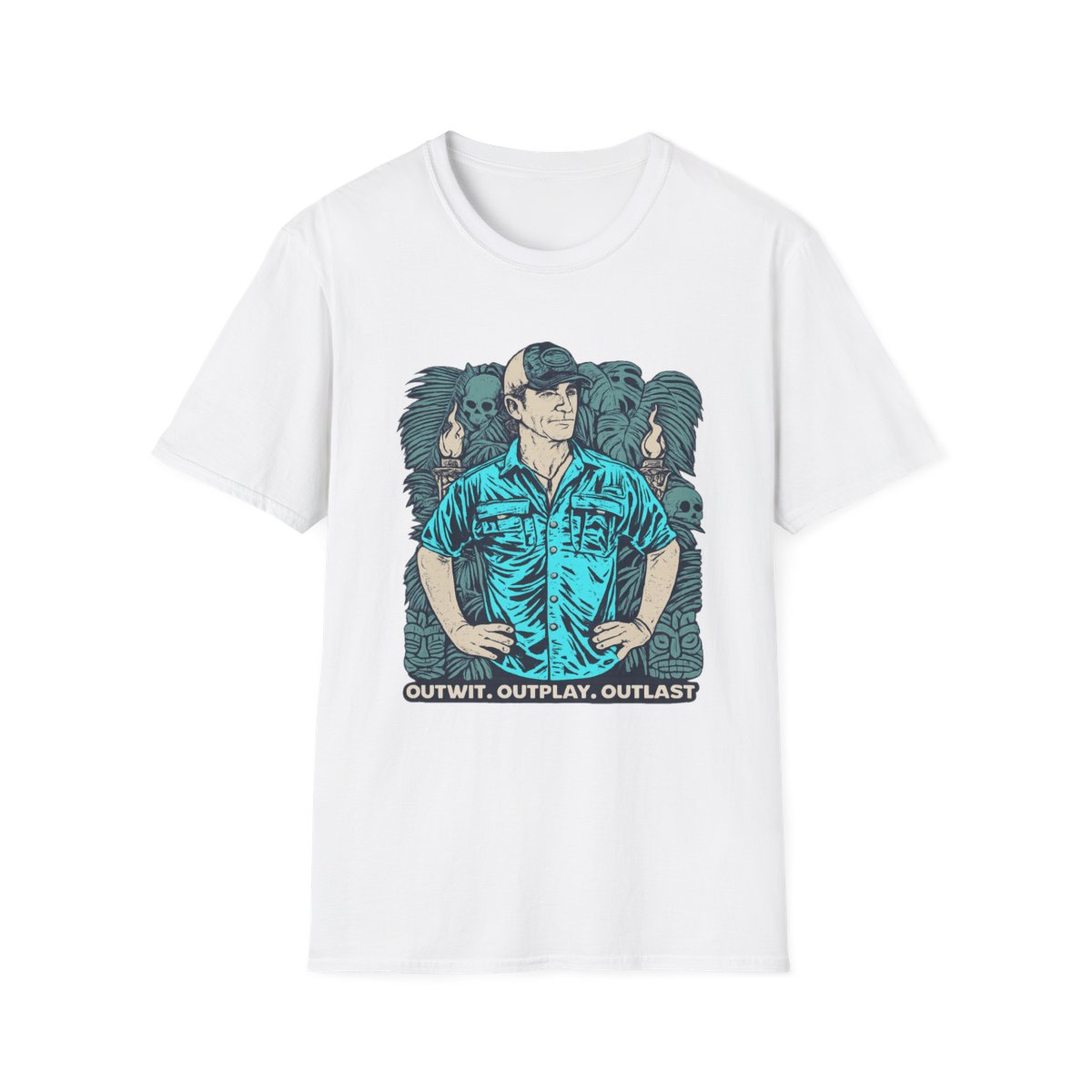 Outwit Outplay Outlast Survivor Graphic T-Shirt | Tropical Skull Castaway | Survivor