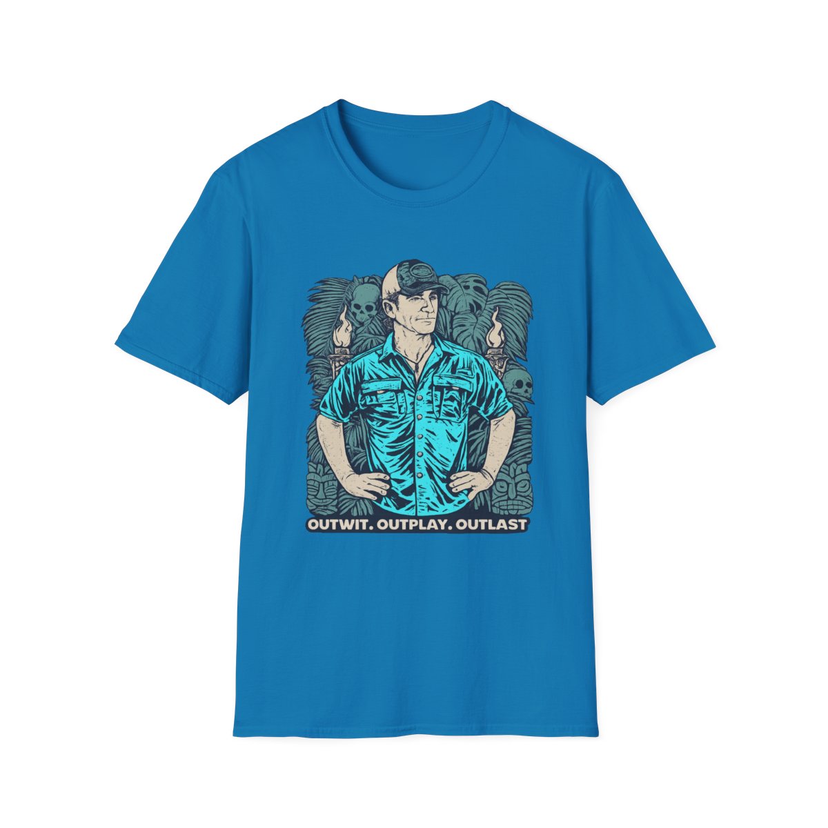 Outwit Outplay Outlast Survivor Graphic T-Shirt | Tropical Skull Castaway | Survivor - alternate angle 4, merchandise