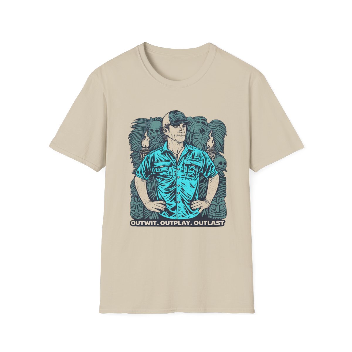 Outwit Outplay Outlast Survivor Graphic T-Shirt | Tropical Skull Castaway | Survivor - alternate angle 3, merchandise